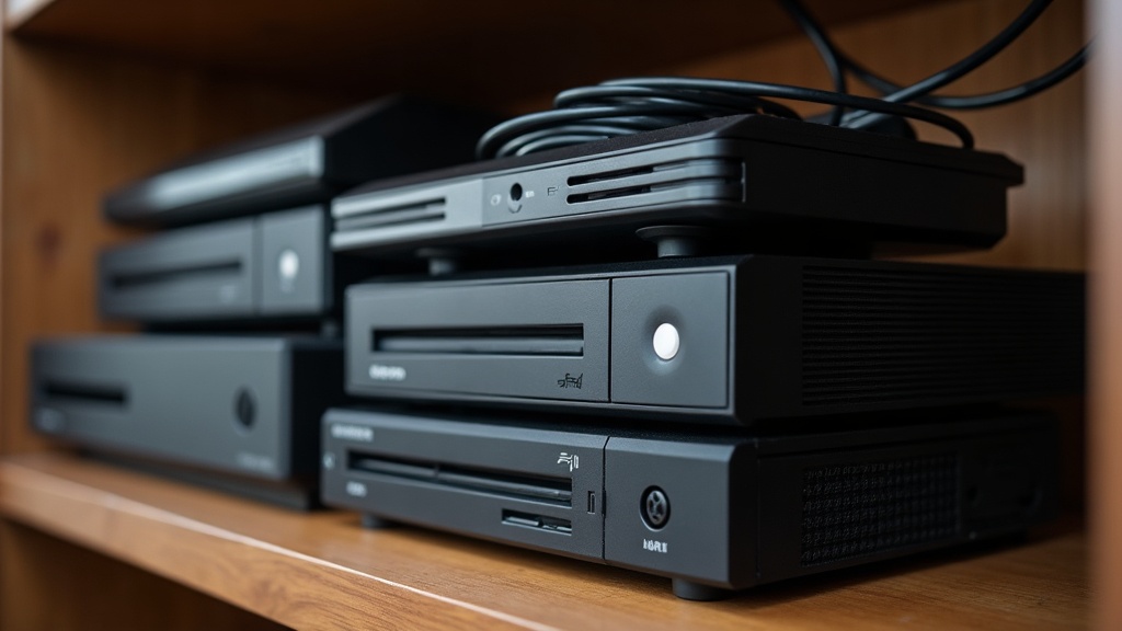 Stacked video game consoles from different eras representing how a game can be ported, emulated or remastered across hardware