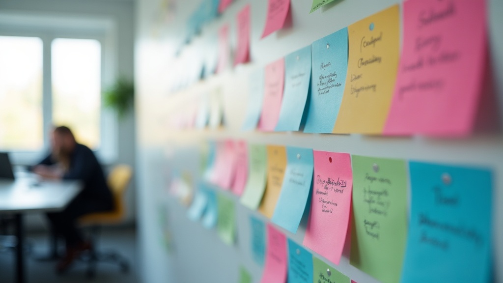 A milestone planning board used to track a video game's production schedule
