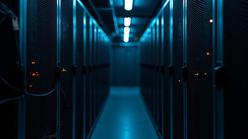A server rack with most lights switched off, illustrating what happens when a game's servers shut down