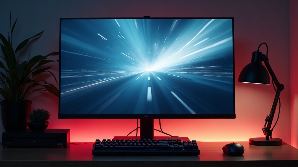 A gaming monitor on a desk used to illustrate refresh rate differences between models
