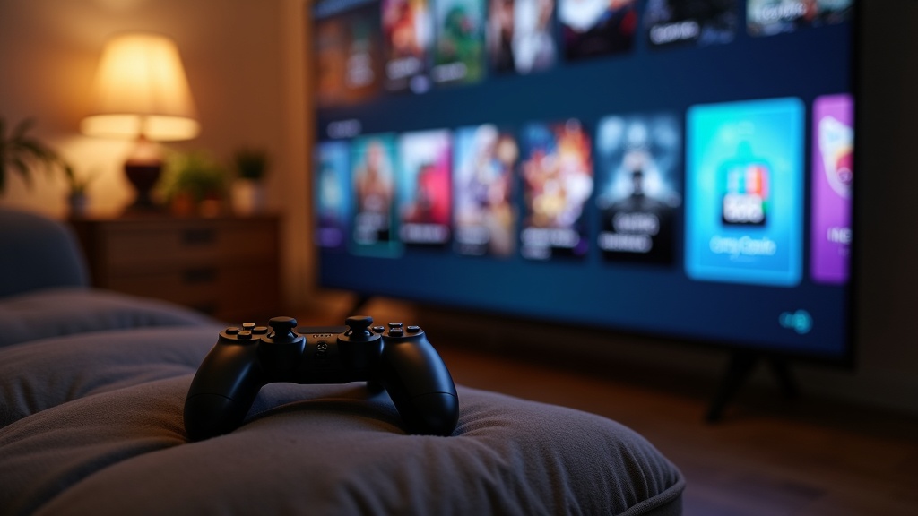 A television displaying a game's store menu, illustrating where in-game purchases are offered