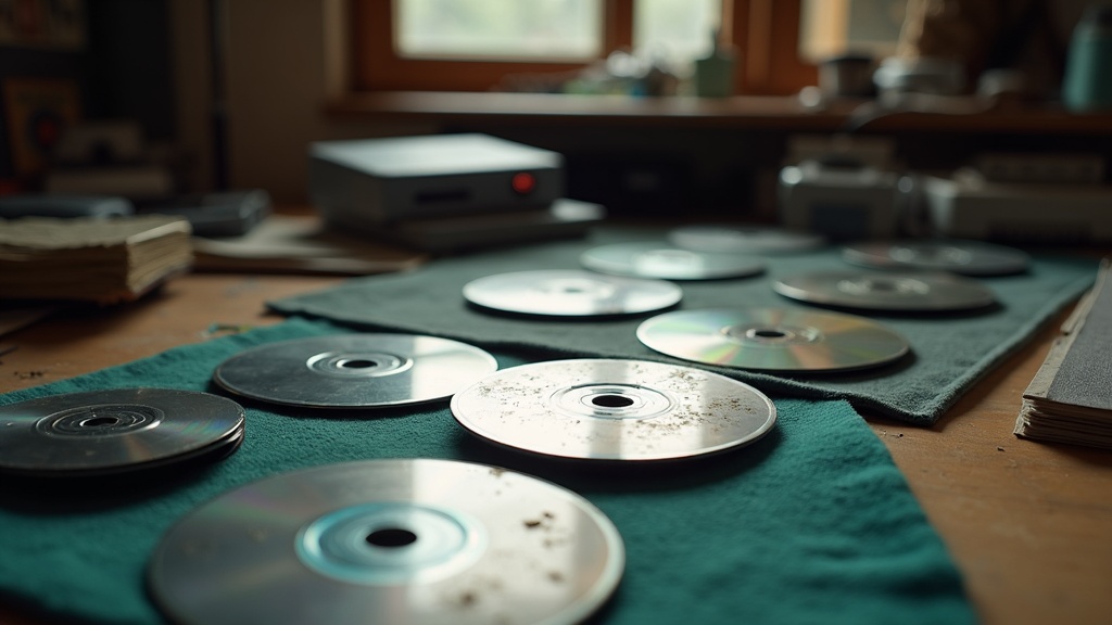 Used game discs and cartridges laid out for inspection before a purchase