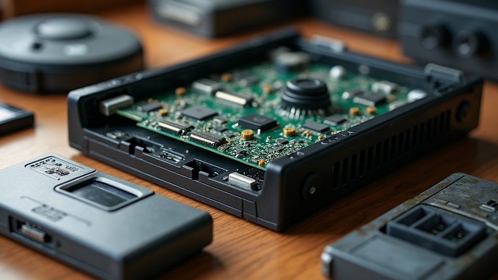 Open console hardware next to a cartridge and a disc case illustrating the shift from 2D to 3D game technology