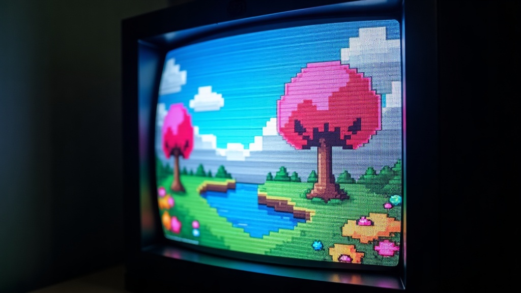 Close-up of scanlines on a CRT screen, illustrating why old games look wrong on a modern television without them